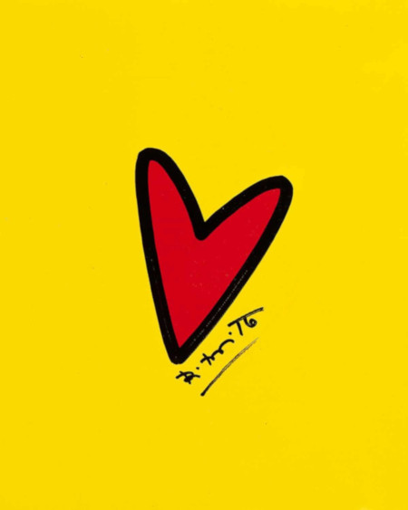 Britto, Romero (Brazilian, 1963-) red heart on yellow ground